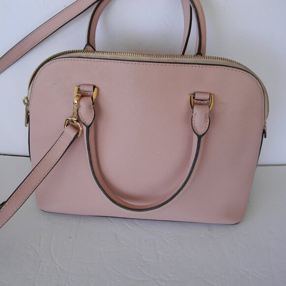 MICHAEL KORS SAFFIANO LEATHER CINDY DOMED SATCHEL LIGHT PINK - Picture 6 of 8